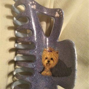 Heavy Duty Hair Clip with painted Terrier Dog on side, for thick hair